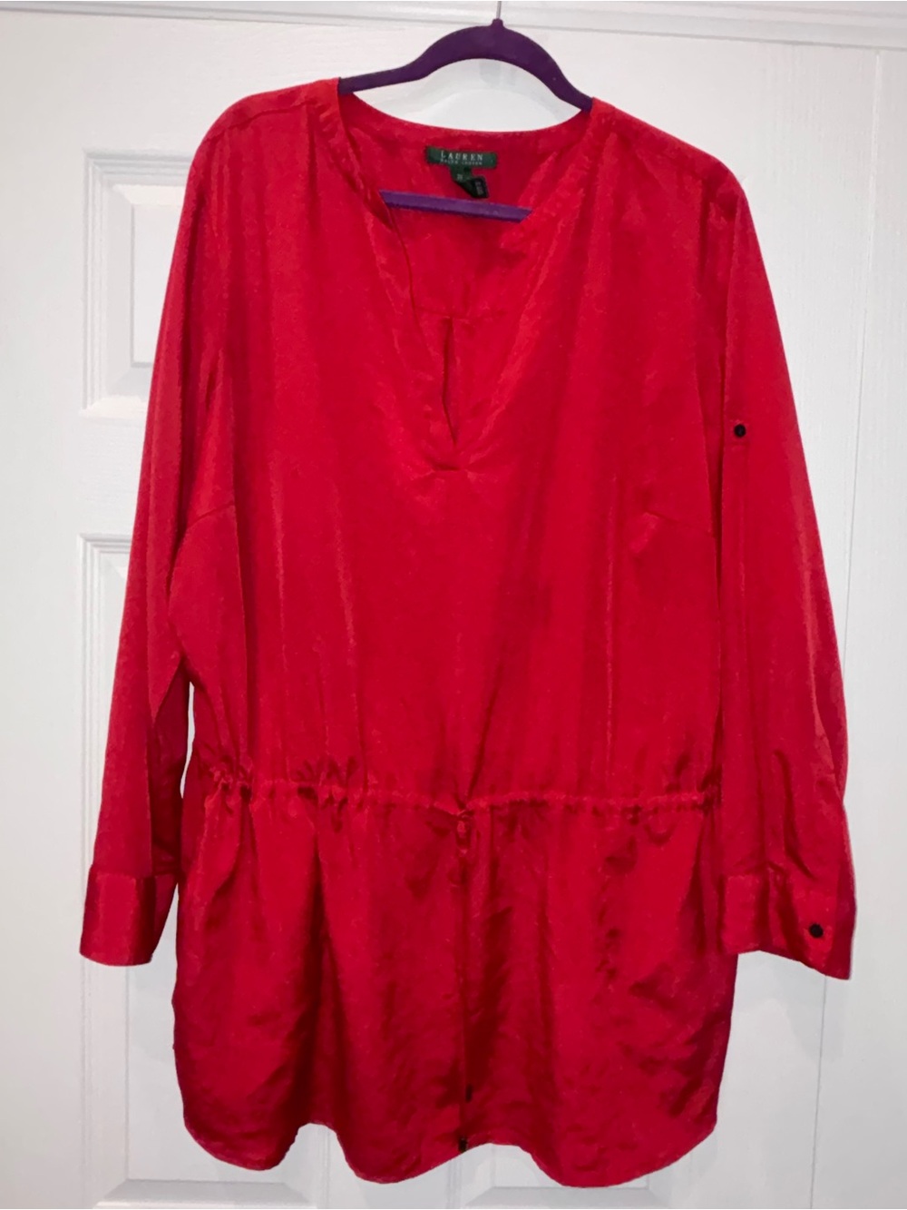 Ralph Lauren Bright Red V-Neck Drawstring Tunic